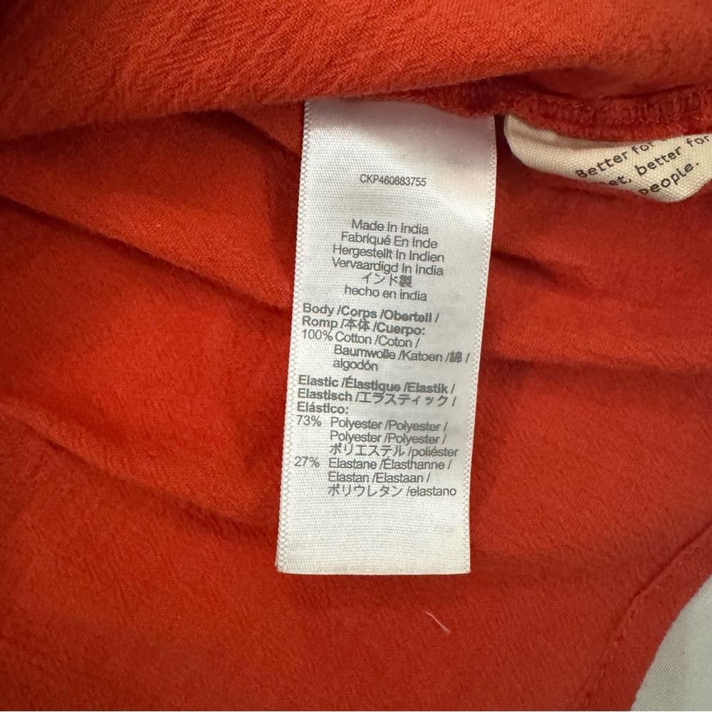 Madewell Eyelet Sleeve Lucie Smocked Peplum Top, Orange, Size XXS, Style #NE241 - Picture 7 of 10